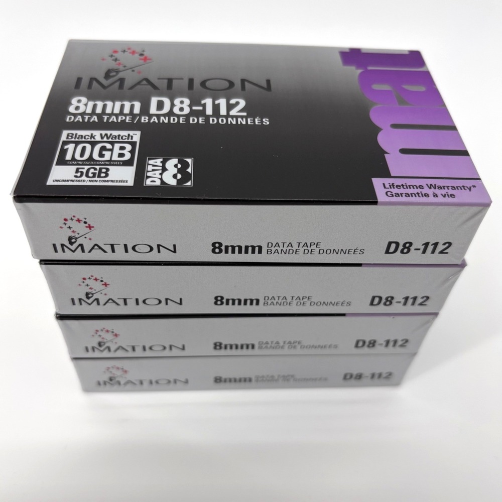 Imation 8mm Data Tape D8-112 4 Pack 10GB Black Watch Silver New Sealed Japan